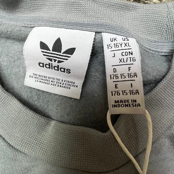 Adidas Crew Kids Sweatshirt Size XL Two Tone Gray Long Sleeve NEW WITH TAGS - Picture 9 of 9
